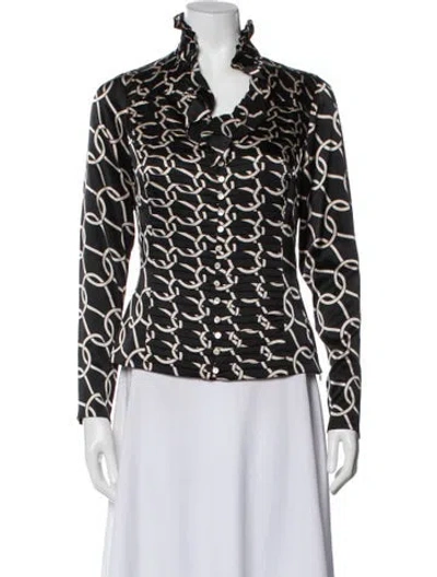 Pre-owned Etcetera Silk Patterned Blouse In Black