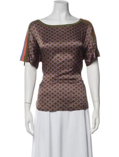 Pre-owned Etcetera Silk Patterned Top In Blue