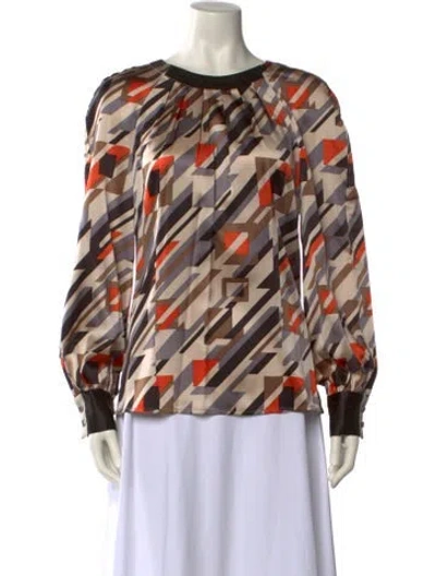 Pre-owned Etcetera Silk Printed Blouse In Multi
