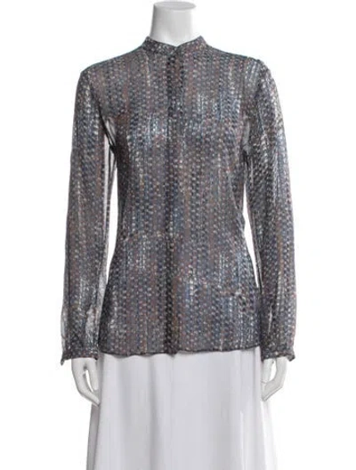 Pre-owned Etcetera Silk Printed Blouse In White