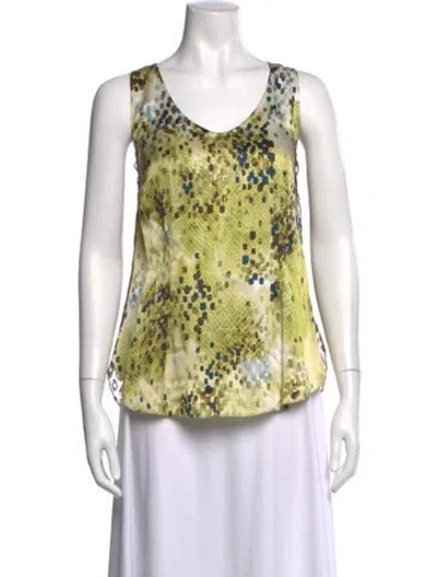 Pre-owned Etcetera Silk Printed Top In Yellow