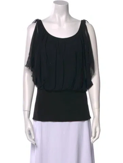 Pre-owned Etcetera Silk Scoop Neck Blouse In Black