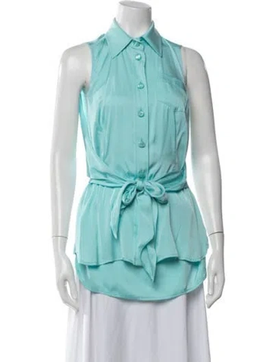 Pre-owned Etcetera Silk Sleeveless Button-up Top In Blue