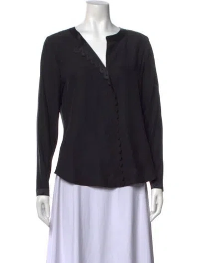 Pre-owned Etcetera Silk V-neck Blouse In Black
