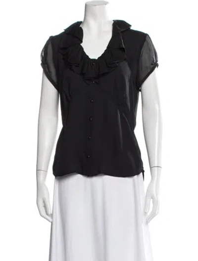Pre-owned Etcetera Silk V-neck Blouse In Black