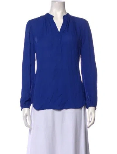 Pre-owned Etcetera Silk V-neck Blouse In Blue