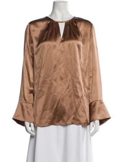 Pre-owned Etcetera Silk V-neck Blouse In Neutral