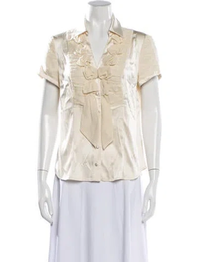 Pre-owned Etcetera Silk V-neck Blouse In Neutrals
