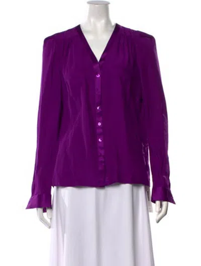 Pre-owned Etcetera Silk V-neck Blouse In Purple