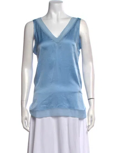 Pre-owned Etcetera Silk V-neck Top In Blue