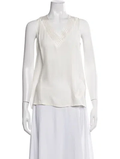 Pre-owned Etcetera Silk V-neck Top In Neutrals