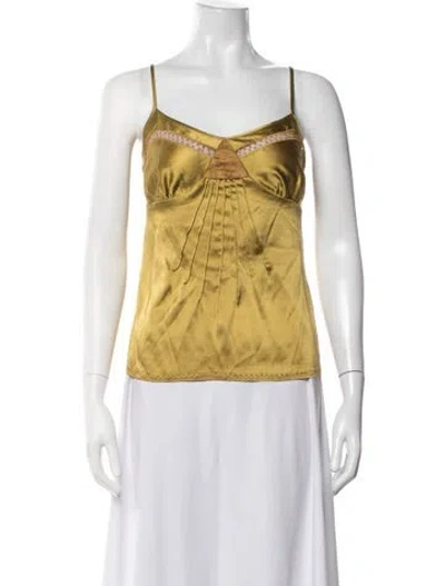 Pre-owned Etcetera Silk V-neck Top In Yellow