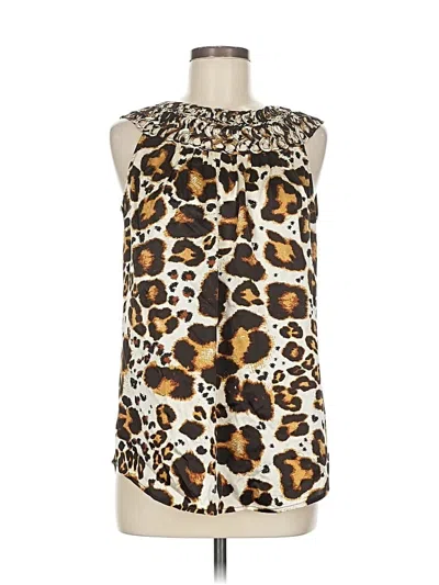 Pre-owned Etcetera Sleeveless Silk Top Brown Strapless Neckline Tops