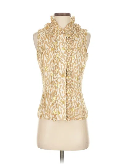 Pre-owned Etcetera Sleeveless Silk Top Gold Cowl Neck Tops