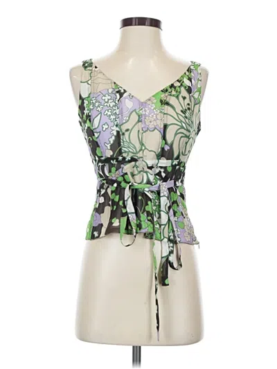 Pre-owned Etcetera Sleeveless Silk Top Green Sweetheart Neckline Tops