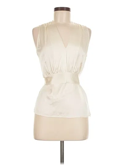 Pre-owned Etcetera Sleeveless Silk Top Ivory Plunge Neckline Tops In White