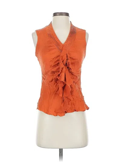 Pre-owned Etcetera Sleeveless Silk Top Orange Halter Neckline Tops