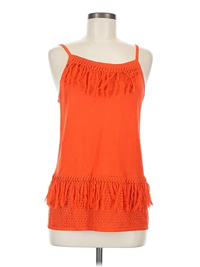 Pre-owned Etcetera Sleeveless Silk Top Orange Halter Neckline Tops