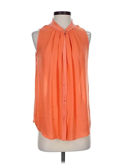 Pre-owned Etcetera Sleeveless Silk Top Orange Tie Neck Tops