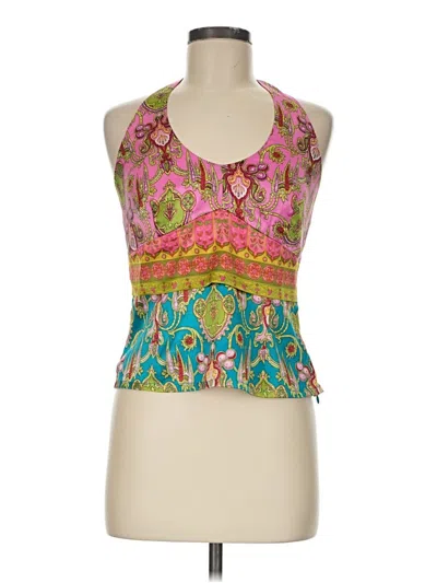 Pre-owned Etcetera Sleeveless Silk Top Pink Halter Neckline Tops