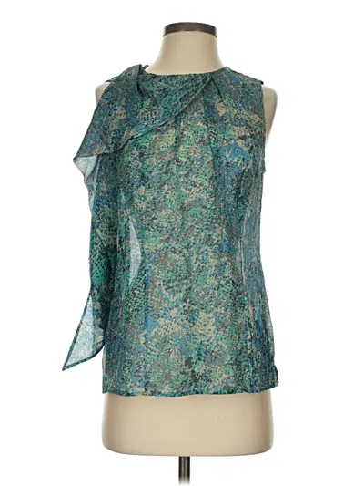 Pre-owned Etcetera Sleeveless Silk Top Teal Halter Neckline Tops