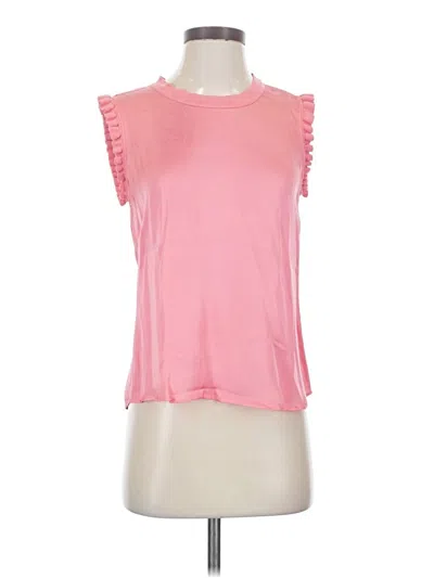Pre-owned Etcetera Sleeveless Top Pink Ruffles Neckline Tops