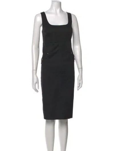 Pre-owned Etcetera Square Neckline Knee-length Dress In Grey