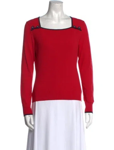 Pre-owned Etcetera Square Neckline Long Sleeve Top In Red