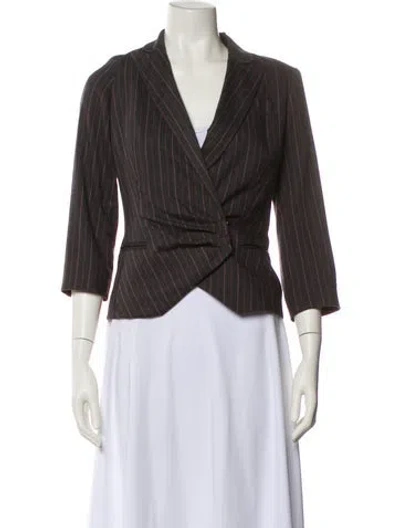 Pre-owned Etcetera Striped Blazer In Brown