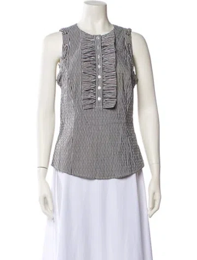 Pre-owned Etcetera Striped Crew Neck Blouse In Multi