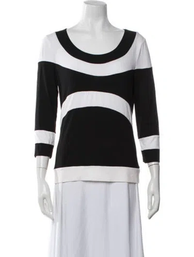 Pre-owned Etcetera Striped Crew Neck Top In Black