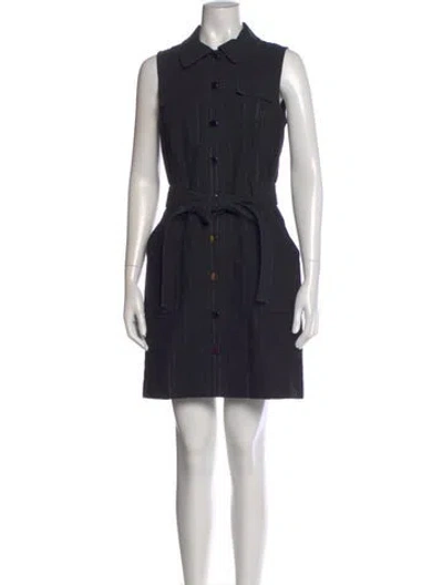 Pre-owned Etcetera Striped Mini Dress In Black