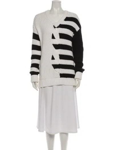 Pre-owned Etcetera Striped V-neck Sweater In Gray