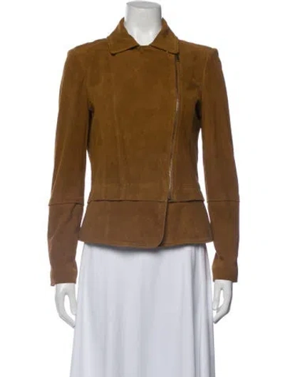 Pre-owned Etcetera Suede Biker Jacket In Brown