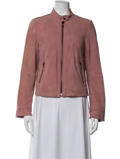 Pre-owned Etcetera Suede Biker Jacket In Pink