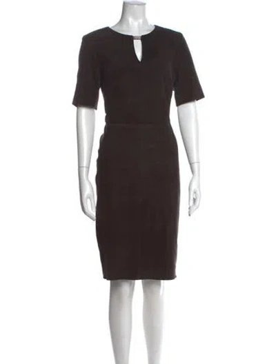Pre-owned Etcetera Suede Knee-length Dress In Brown
