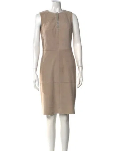 Pre-owned Etcetera Suede Knee-length Dress In Neutral
