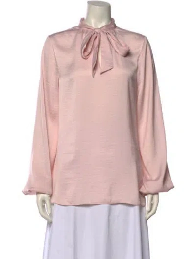Pre-owned Etcetera Tie Neck Long Sleeve Blouse In Pink
