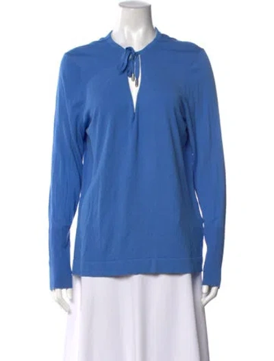 Pre-owned Etcetera Tie Neck Sweater In Blue