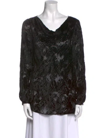 Pre-owned Etcetera Tie-dye Print Cowl Neck Blouse W/ Tags In Black
