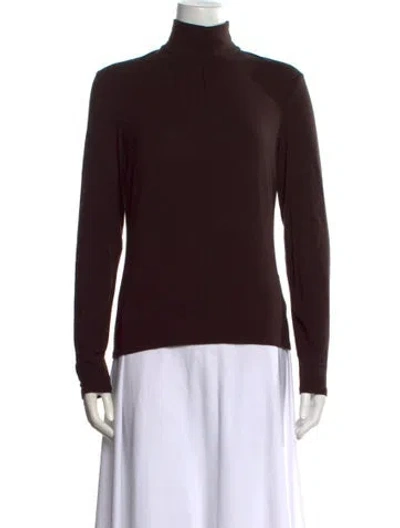 Pre-owned Etcetera Turtleneck Long Sleeve Top In Brown