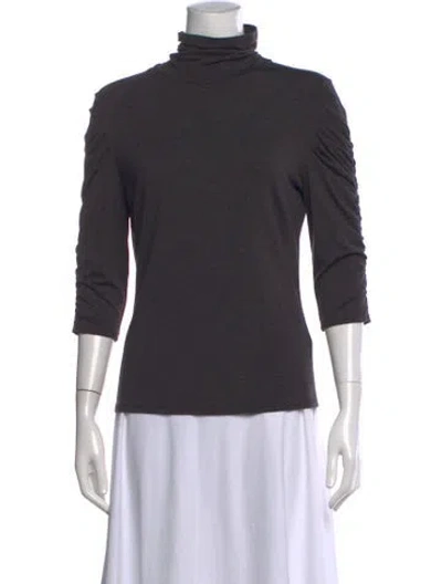Pre-owned Etcetera Turtleneck Three-quarter Sleeve Top In Gray