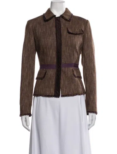 Pre-owned Etcetera Tweed Pattern Blazer In Brown
