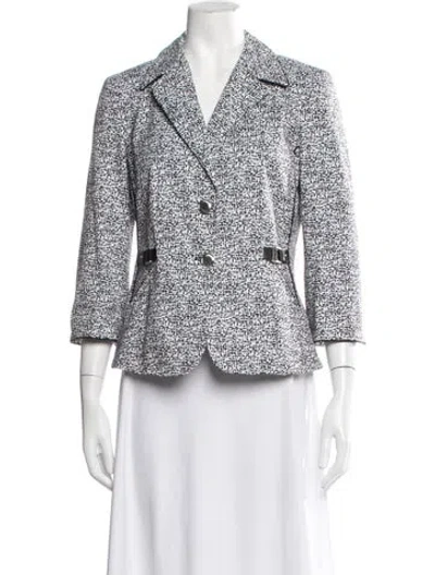 Pre-owned Etcetera Tweed Pattern Blazer In White