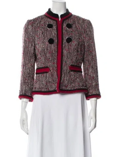 Pre-owned Etcetera Tweed Pattern Evening Jacket In Red