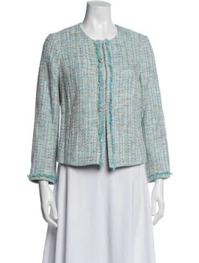 Pre-owned Etcetera Tweed Pattern Jacket In Blue