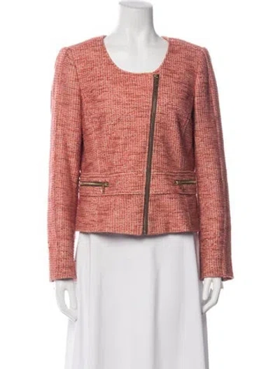 Pre-owned Etcetera Tweed Pattern Jacket In Orange