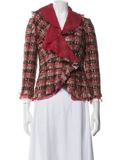 Pre-owned Etcetera Tweed Pattern Jacket In Red