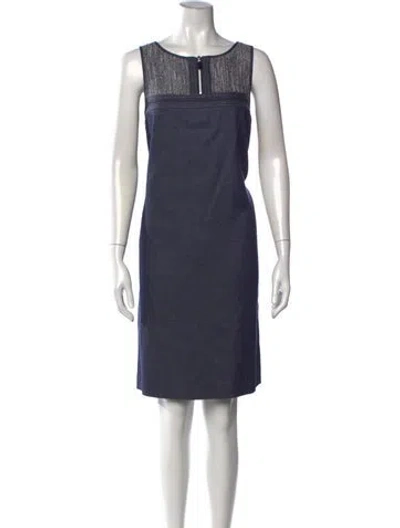 Pre-owned Etcetera Tweed Pattern Knee-length Dress In Blue