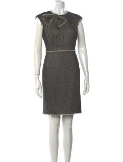 Pre-owned Etcetera Tweed Pattern Knee-length Dress In Grey
